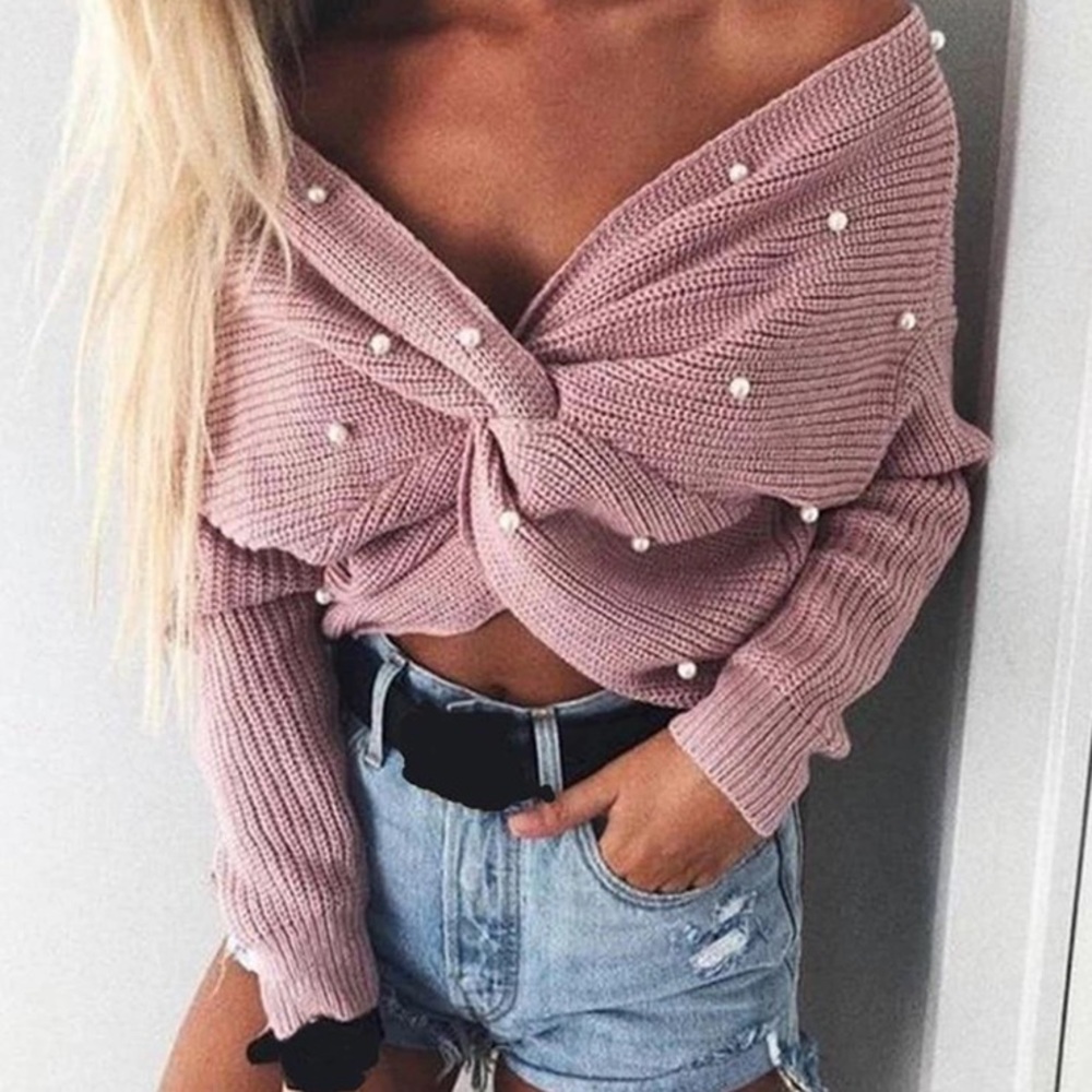 Pink Pearl Studded Sweater - Picture 2 of 4